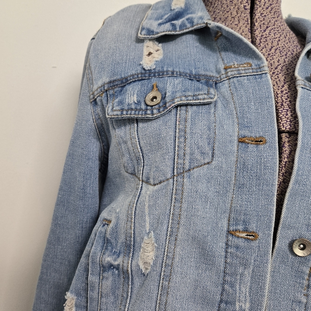 Women's Ci Sono Distressed Denim Jacket Size Large - Picture 3 of 7